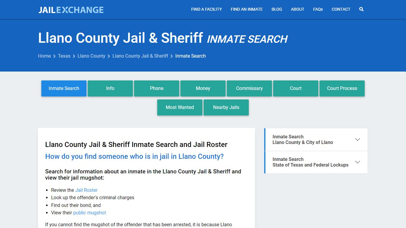 Llano County Jail & Sheriff Inmate Search - Jail Exchange